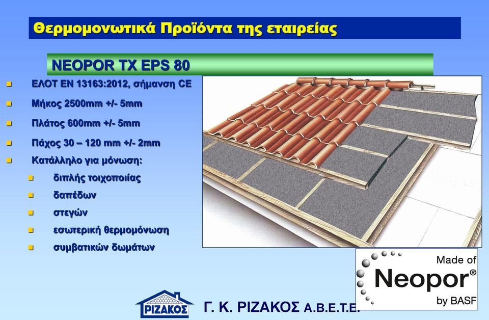 5mm Πάχος 30 120 mm +/- 2mm Kατάλληλο για μόνωση: διπλής