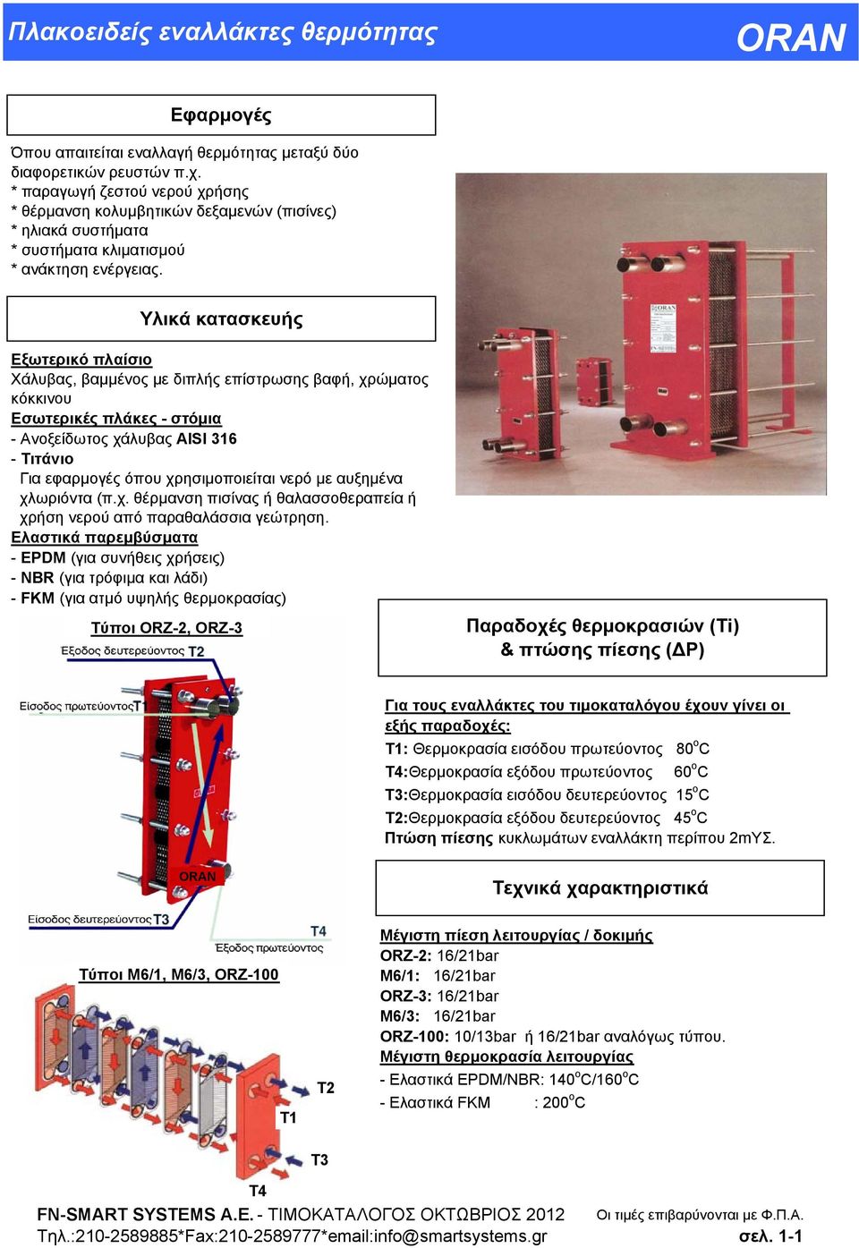 Υλικά κατασκευής Εξωτερικό πλαίσιο Χάλυβας, βαμμένος με διπλής επίστρωσης βαφή, χρώματος κόκκινου Εσωτερικές πλάκες - στόμια - Ανοξείδωτος χάλυβας AISI 316 - Τιτάνιο Για εφαρμογές όπου