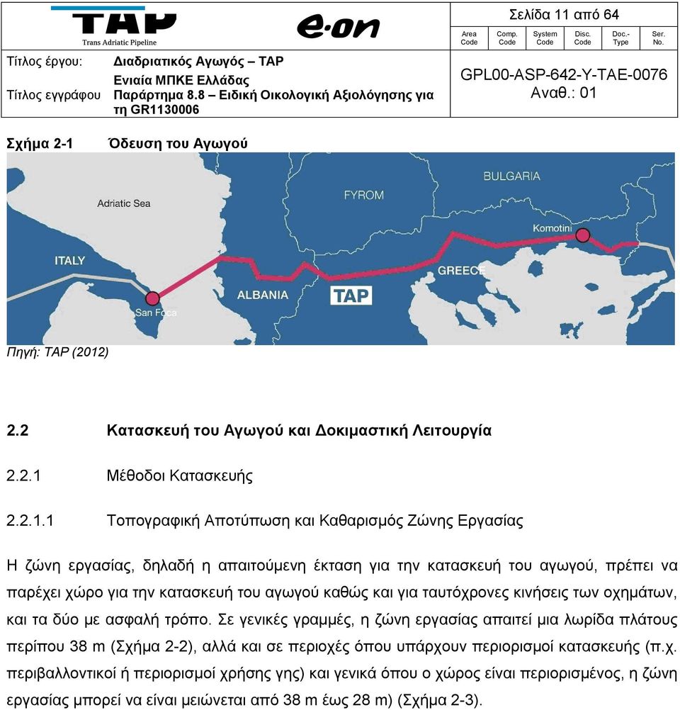 Όδευση του Αγωγού Πηγή: TAP (2012