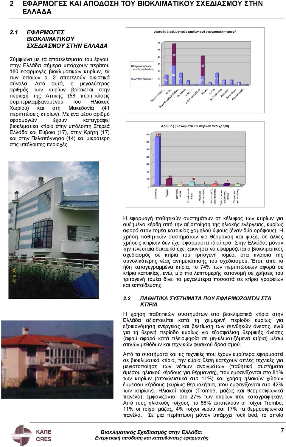 σύνολα. Από αυτά, ο µεγαλύτερος αριθµός των κτιρίων βρίσκεται στην περιοχή της Αττικής (5 περιπτώσεις συµπεριλαµβανοµένου του Ηλιακού Χωριού) και στη Μακεδονία (41 περιπτώσεις κτιρίων).