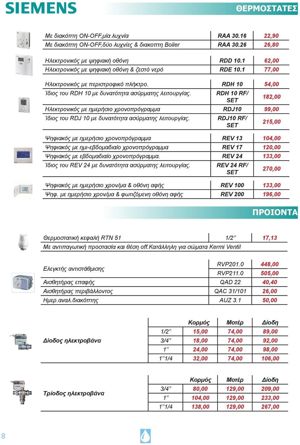 RDΗ 10 RF/ SET 182,00 Ηλεκτρονικός με ημερήσιο χρονοπρόγραμμα RDJ10 99,00 Ίδιος του RDJ 10 με δυνατότητα ασύρματης λειτουργίας.