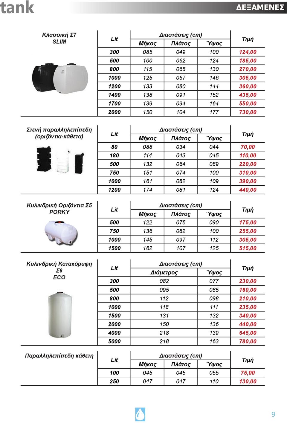 Διαστάσεις (cm) Μήκος Πλάτος Ύψος Τιμή 80 088 034 044 70,00 180 114 043 045 110,00 500 132 064 089 220,00 750 151 074 100 310,00 1000 161 082 109 390,00 1200 174 081 124 440,00 Lit Διαστάσεις (cm)