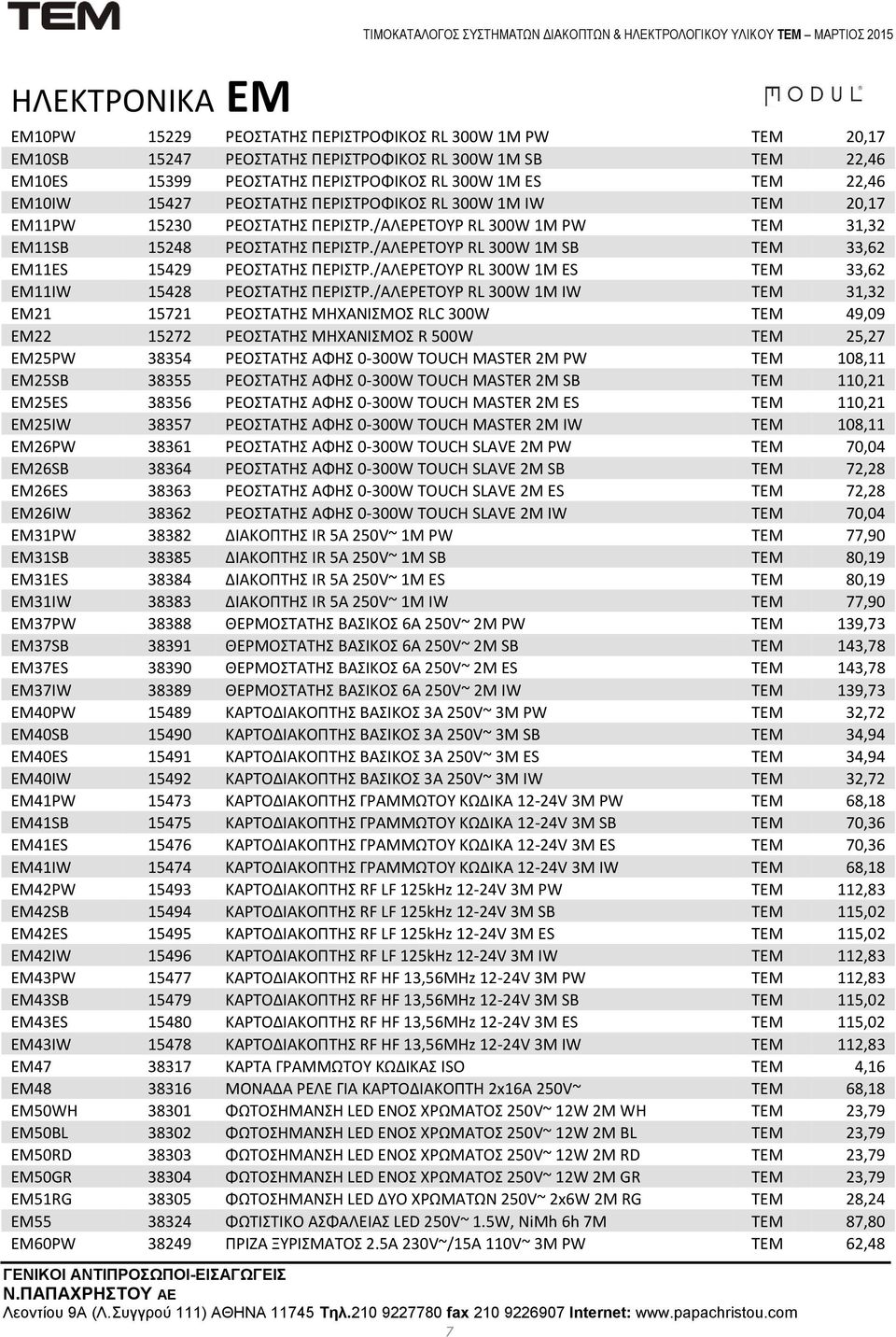 /ΑΛΕΡΕΤΟΥΡ RL 300W 1M SB ΤΕΜ 33,62 EM11ES 15429 ΡΕΟΣΤΑΤΗΣ ΠΕΡΙΣΤΡ./ΑΛΕΡΕΤΟΥΡ RL 300W 1M ES ΤΕΜ 33,62 EM11IW 15428 ΡΕΟΣΤΑΤΗΣ ΠΕΡΙΣΤΡ.
