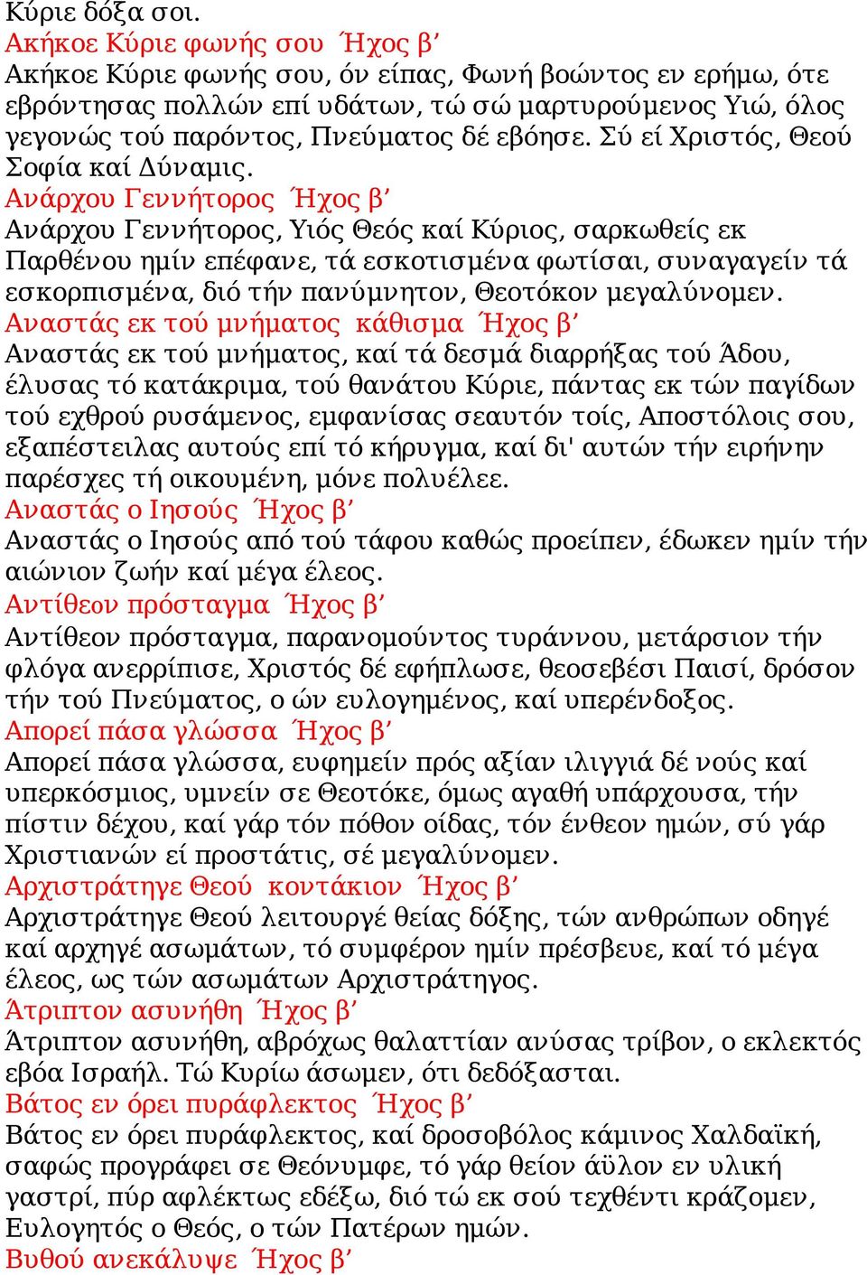 Σύ εί Χριστός, Θεού Σοφία καί Δύναμις.