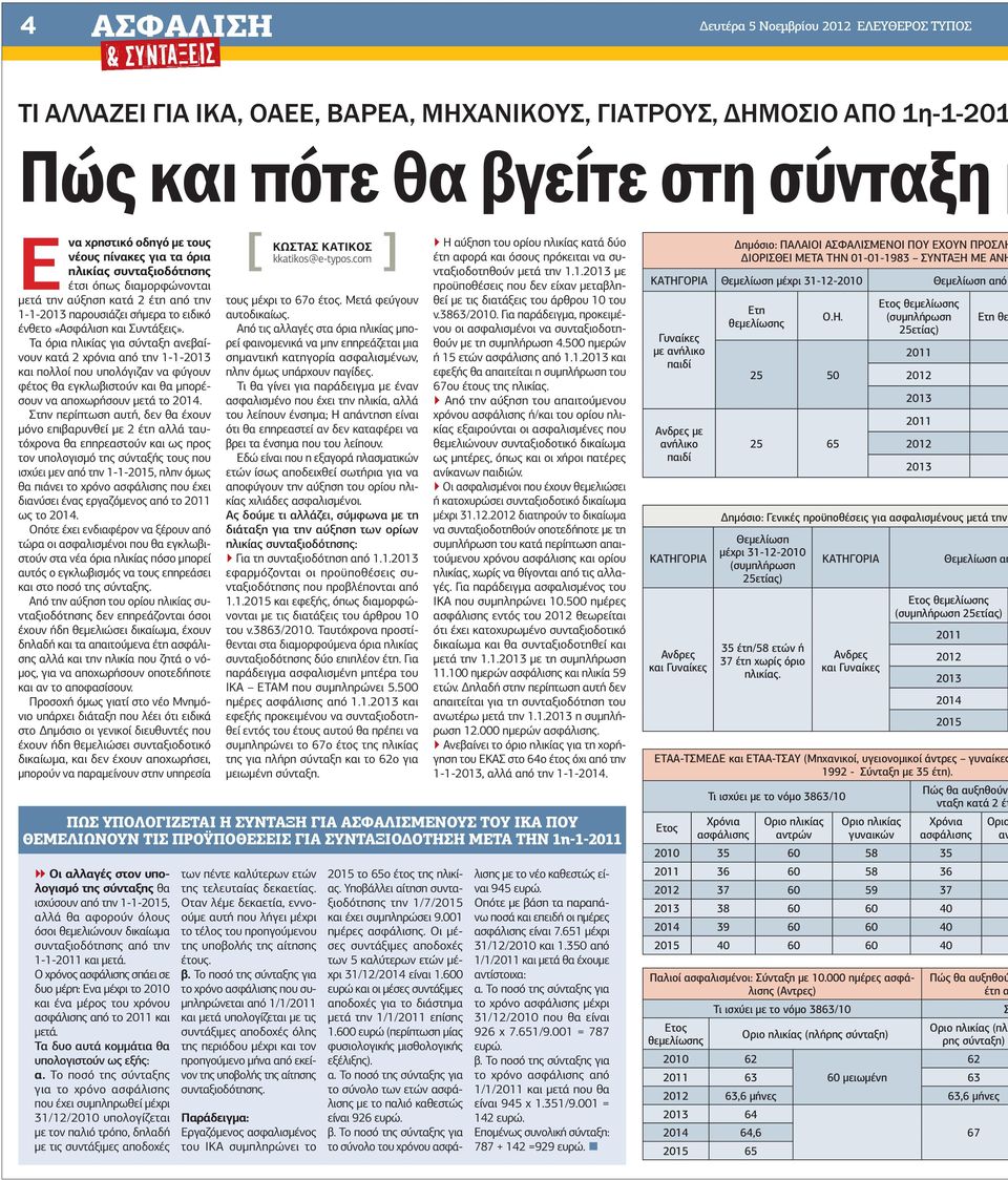 Τα όρια για ανεβαίνουν κατά 2 χρόνια από την 1-1- και πολλοί που υπολόγιζαν να φύγουν φέτος θα εγκλωβιστούν και θα µπορέσουν να αποχωρήσουν µετά το 2014.