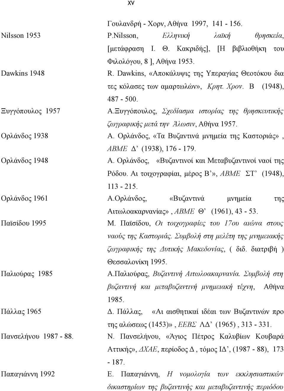 Ξυγγόπουλος, Σχεδίασμα ιστορίας της θρησκευτικής ζωγραφικής μετά την Άλωσιν, Αθήνα 1957. Ορλάνδος 1938 Α. Ορλάνδος, «Τα Βυζαντινά μνημεία της Καστοριάς», ΑΒΜΕ Δ (1938), 176-179. Ορλάνδος 1948 Α.