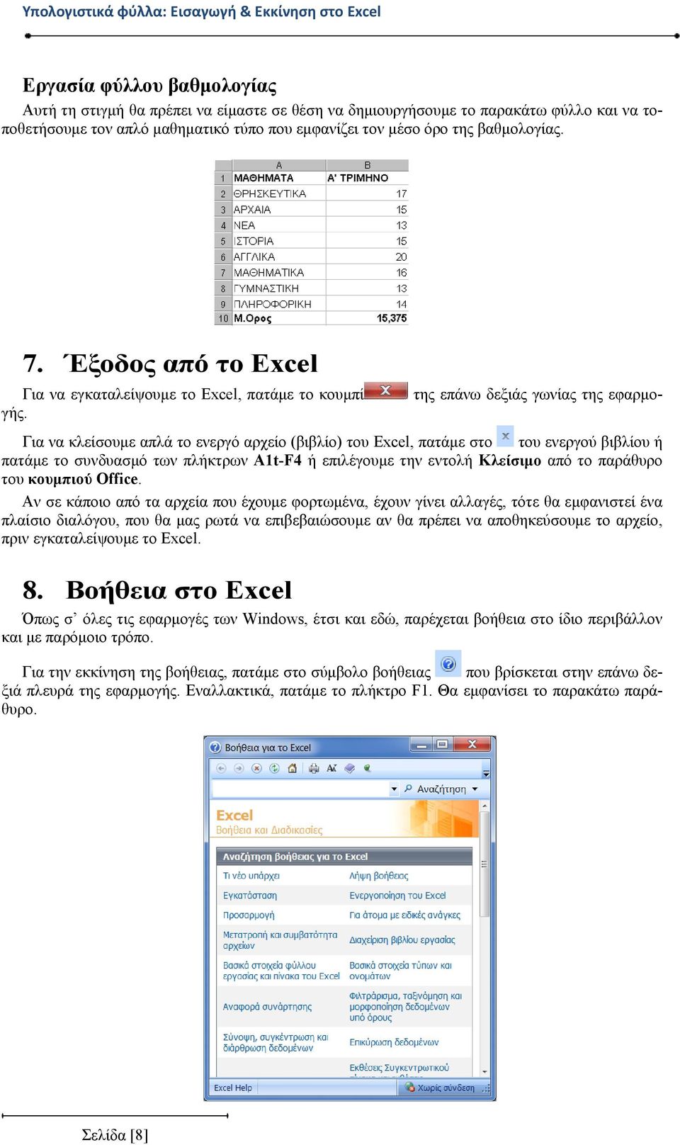 Για να κλείσουμε απλά το ενεργό αρχείο (βιβλίο) του Excel, πατάμε στο του ενεργού βιβλίου ή πατάμε το συνδυασμό των πλήκτρων A1t-F4 ή επιλέγουμε την εντολή Κλείσιμο από το παράθυρο του κουμπιού