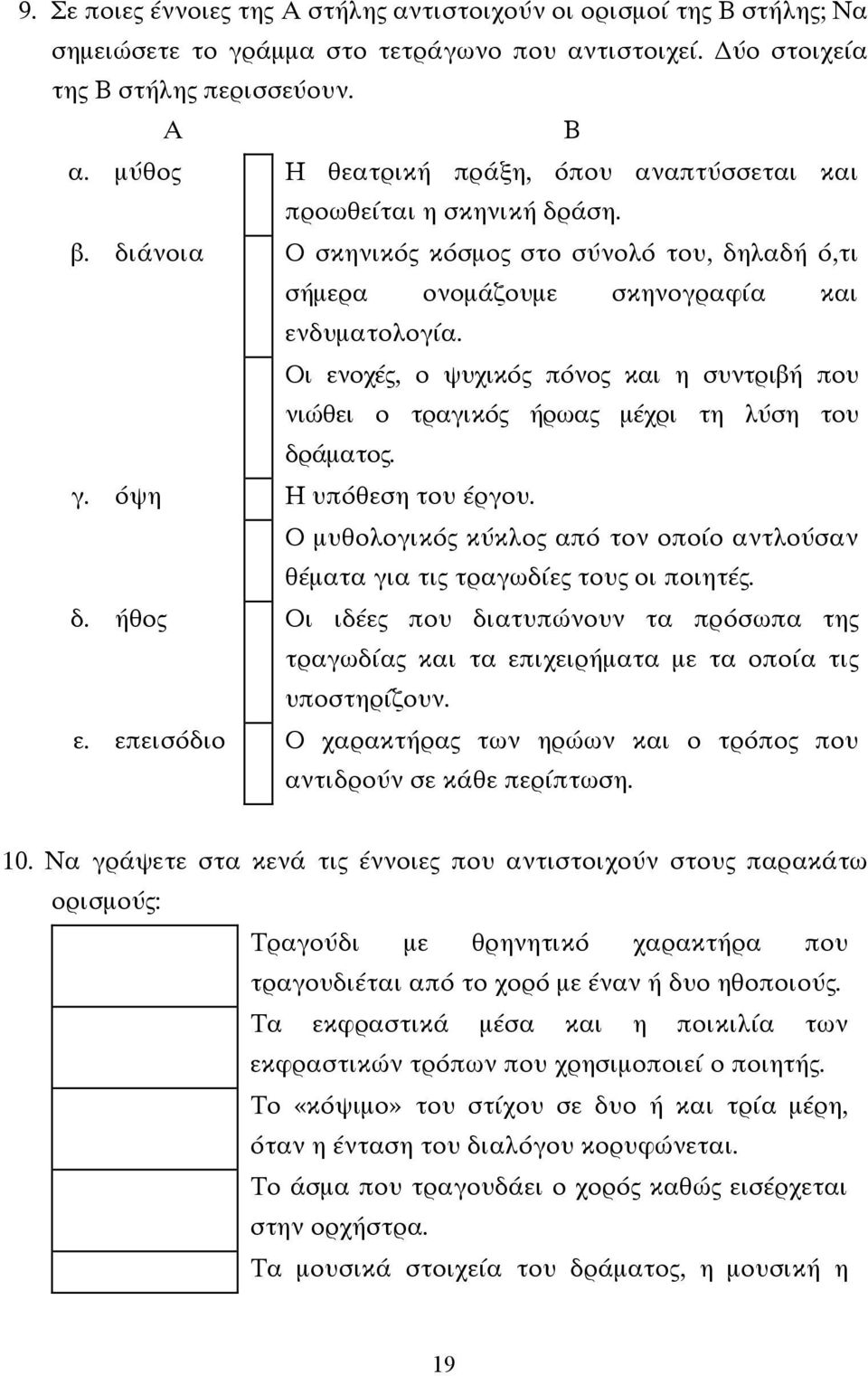 Οι ενοχές, ο ψυχικός πόνος και η συντριβή που νιώθει ο τραγικός ήρωας µέχρι τη λύση του δράµατος. γ. όψη Η υπόθεση του έργου.