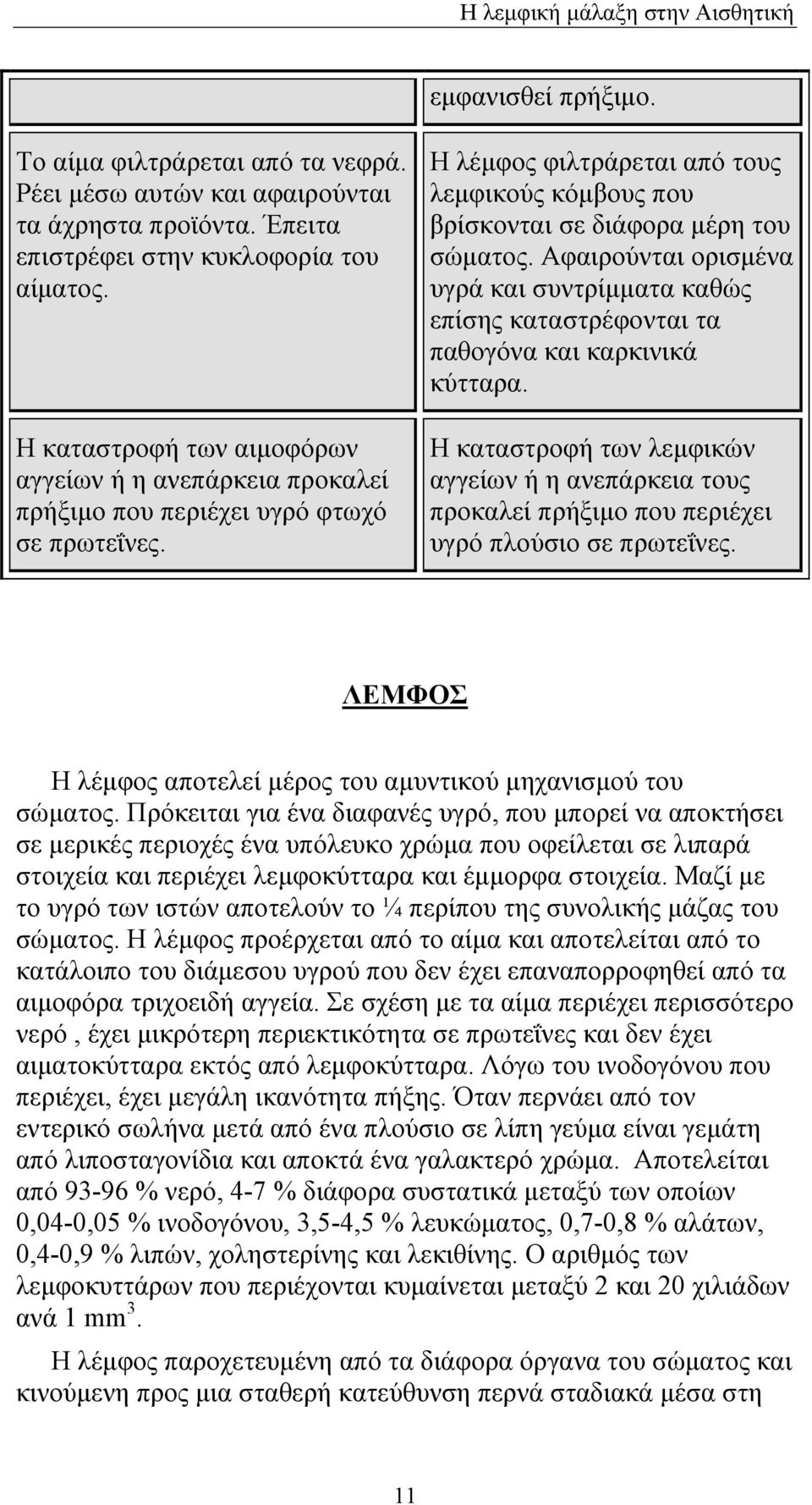 Αφαιρούνται ορισμένα υγρά και συντρίμματα καθώς επίσης καταστρέφονται τα παθογόνα και καρκινικά κύτταρα.