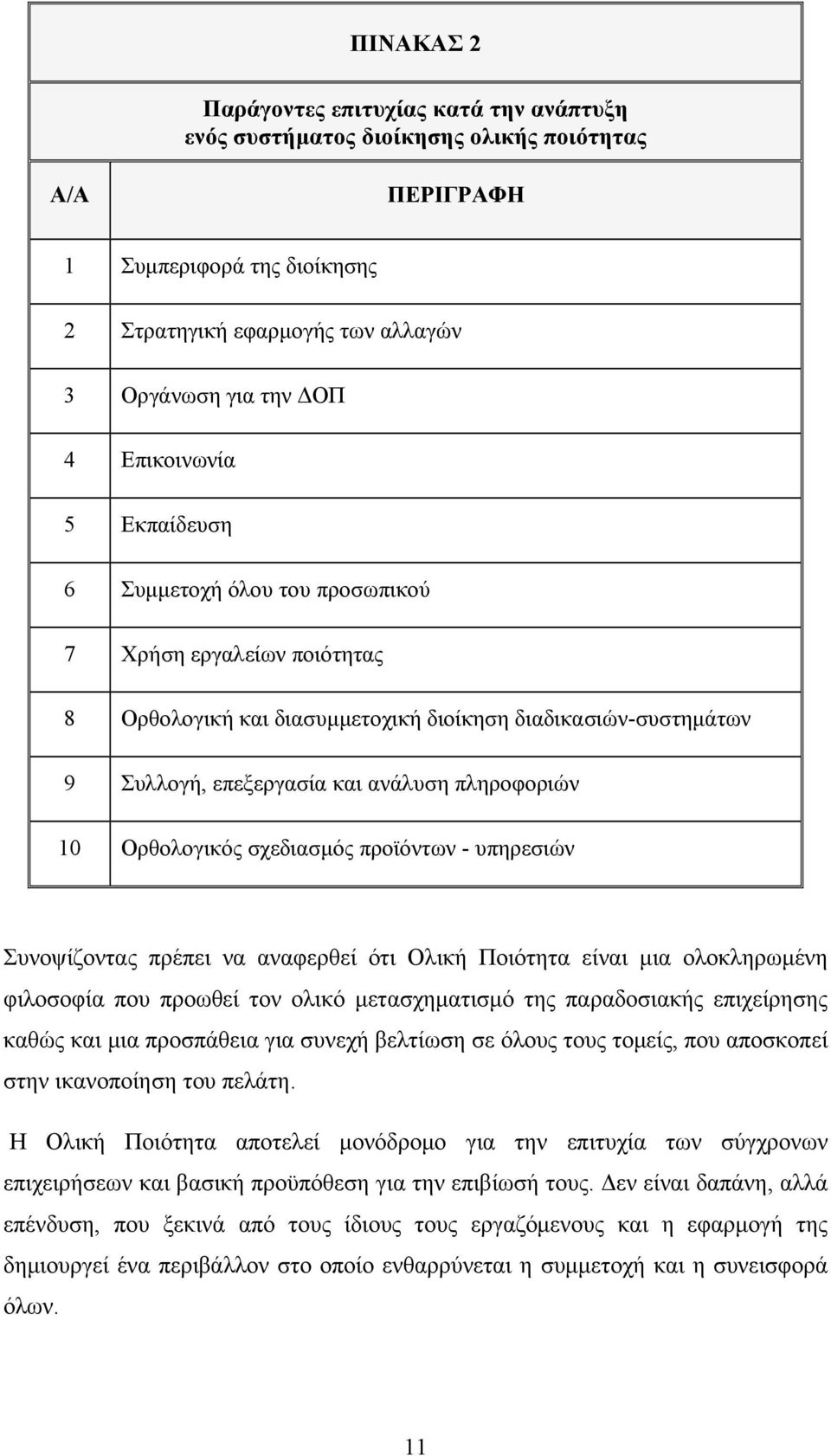 Ορθολογικός σχεδιασμός προϊόντων - υπηρεσιών Συνοψίζοντας πρέπει να αναφερθεί ότι Ολική Ποιότητα είναι μια ολοκληρωμένη φιλοσοφία που προωθεί τον ολικό μετασχηματισμό της παραδοσιακής επιχείρησης