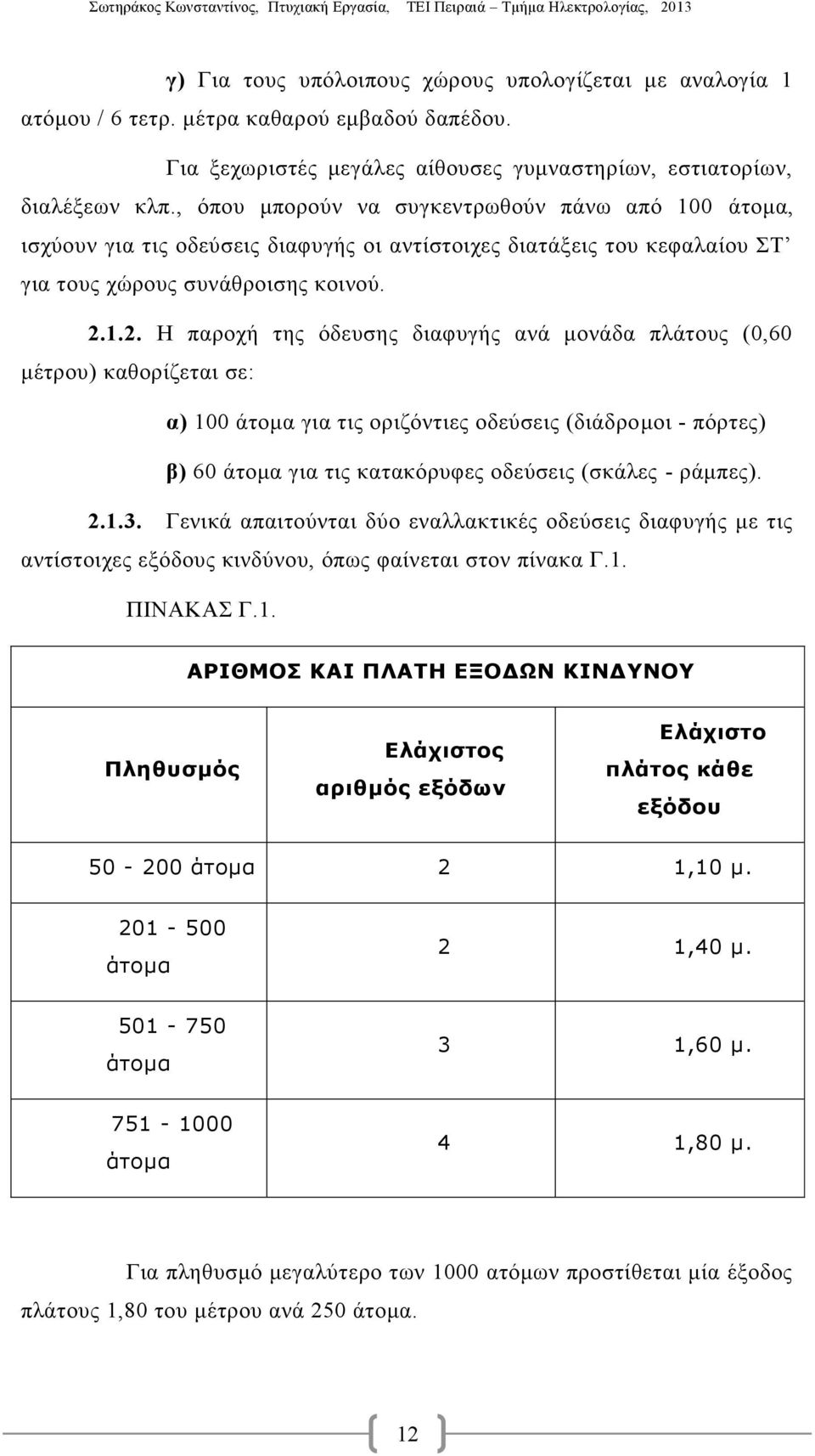 , όπου μπορούν να συγκεντρωθούν πάνω από 100 άτομα, ισχύουν για τις οδεύσεις διαφυγής οι αντίστοιχες διατάξεις του κεφαλαίου ΣΤ για τους χώρους συνάθροισης κοινού. 2.