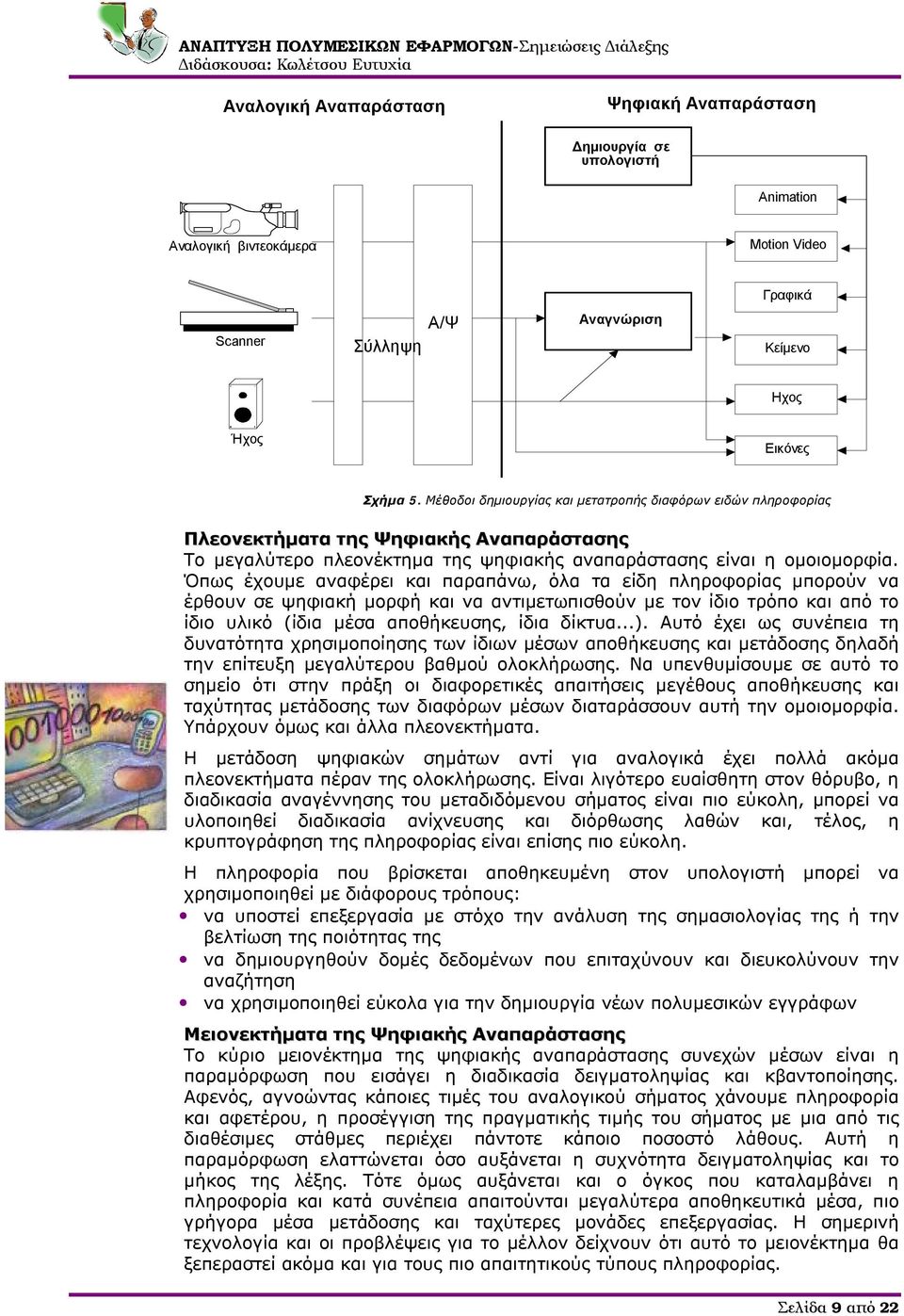 Όπως έχουμε αναφέρει και παραπάνω, όλα τα είδη πληροφορίας μπορούν να έρθουν σε ψηφιακή μορφή και να αντιμετωπισθούν με τον ίδιο τρόπο και από το ίδιο υλικό (ίδια μέσα αποθήκευσης, ίδια δίκτυα...).