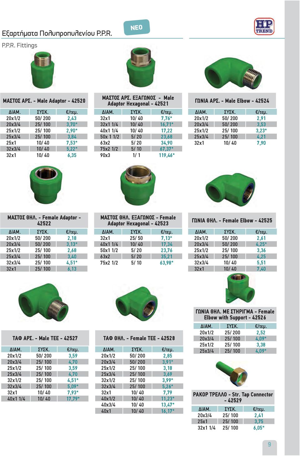 ΕΞΑΓΩΝΟΣ - Male Adaptor Hexagonal - 42521 32x1 10/ 40 7,76* 32x1 1/4 10/ 40 16,71* 40x1 1/4 10/ 40 17,22 50x 1 1/2 5/ 20 23,68 63x2 5/ 20 34,90 75x2 1/2 5/ 10 67,37* 90x3 1/ 1 119,46* ΓΩΝΙΑ ΑΡΣ.