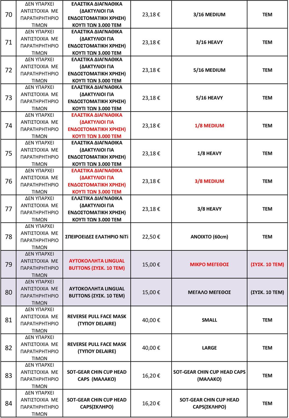 000 23,18 3/16 MEDIUM 23,18 3/16 HEAVY 23,18 5/16 MEDIUM 23,18 5/16 HEAVY 23,18 1/8 MEDIUM 23,18 1/8 HEAVY 23,18 3/8 MEDIUM 23,18 3/8 HEAVY ΣΠΕΙΡΟΕΙΔΕΣ ΕΛΑΤΗΡΙΟ ΝiTi 22,50 ΑΝΟΙΧΤΟ (60cm)