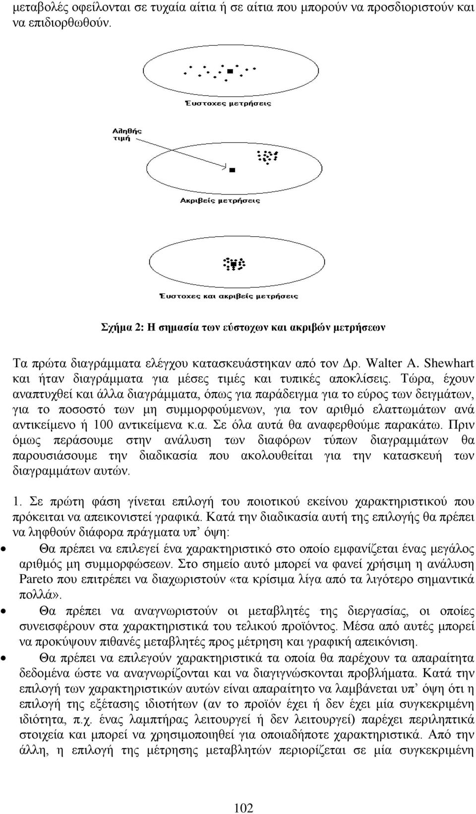 Τώρα, έχουν αναπτυχθεί και άλλα διαγράμματα, όπως για παράδειγμα για το εύρος των δειγμάτων, για το ποσοστό των μη συμμορφούμενων, για τον αριθμό ελαττωμάτων ανά αντικείμενο ή 100 αντικείμενα κ.α. Σε όλα αυτά θα αναφερθούμε παρακάτω.