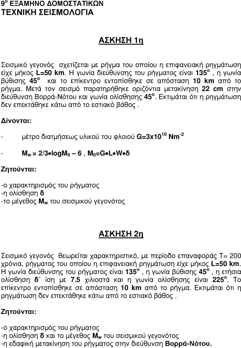 Μετά τον σεισμό παρατηρήθηκε οριζόντια μετακίνηση 22 cm στην διεύθυνση Βορρά-Νότου και γωνία ολίσθησης 45 ο. Εκτιμάται ότι η ρηγμάτωση δεν επεκτάθηκε κάτω από το εστιακό βάθος.