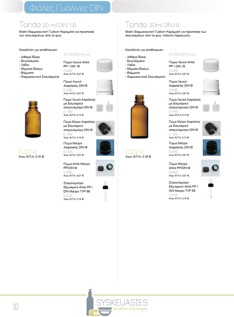 Tondo 30ml DIN18 σκευασμάτων από το φώς. Ιταλικής παραγωγής.