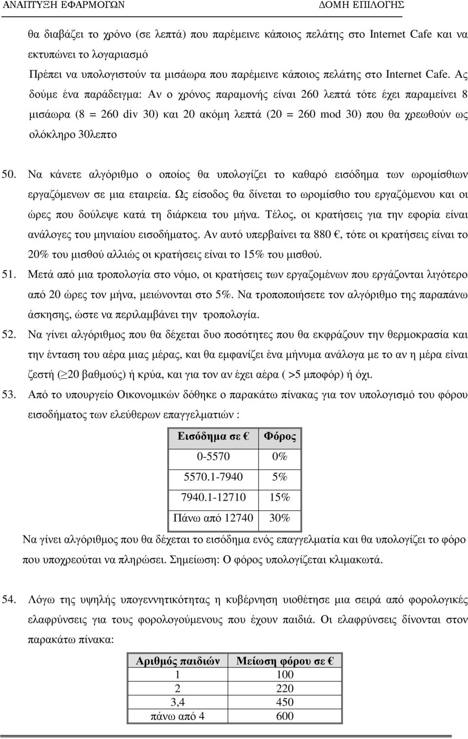 Να κάνετε αλγόριθµο ο οποίος θα υπολογίζει το καθαρό εισόδηµα των ωροµίσθιων εργαζόµενων σε µια εταιρεία.