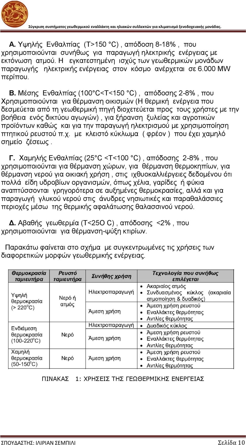 Μέσης Ενθαλπίας (100 C<Τ<150 C), απόδοσης 2-8%, που Χρησιμοποιούνται για θέρμανση οικισμών (Η θερμική ενέργεια που δεσμεύεται από τη γεωθερμική πηγή διοχετεύεται προς τους χρήστες με την βοήθεια ενός