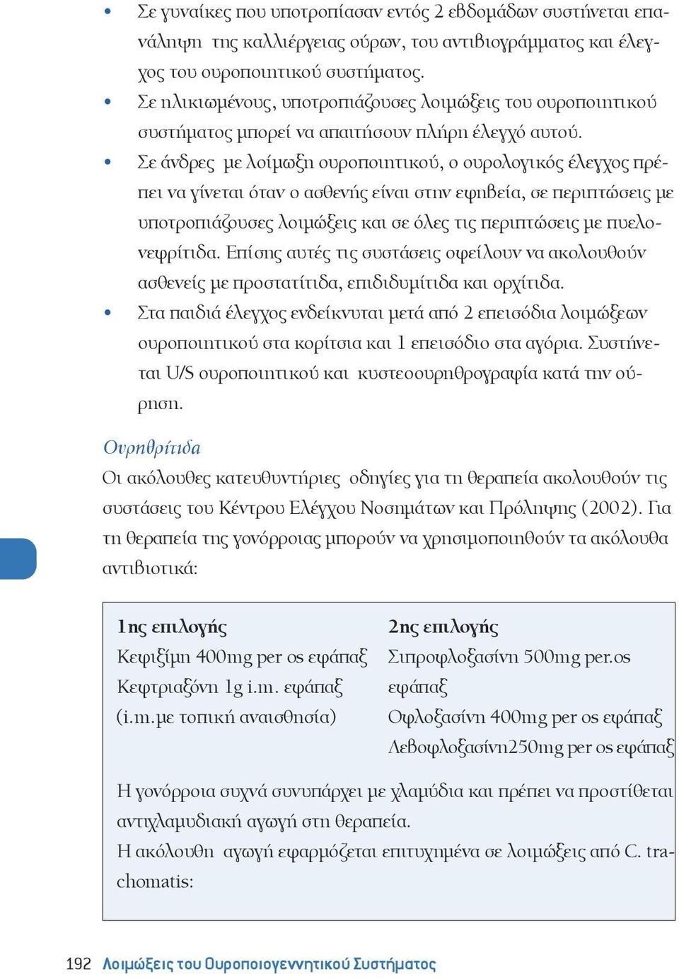 Σε άνδρες με λοίμωξη ουροποιητικού, ο ουρολογικός έλεγχος πρέπει να γίνεται όταν ο ασθενής είναι στην εφηβεία, σε περιπτώσεις με υποτροπιάζουσες λοιμώξεις και σε όλες τις περιπτώσεις με