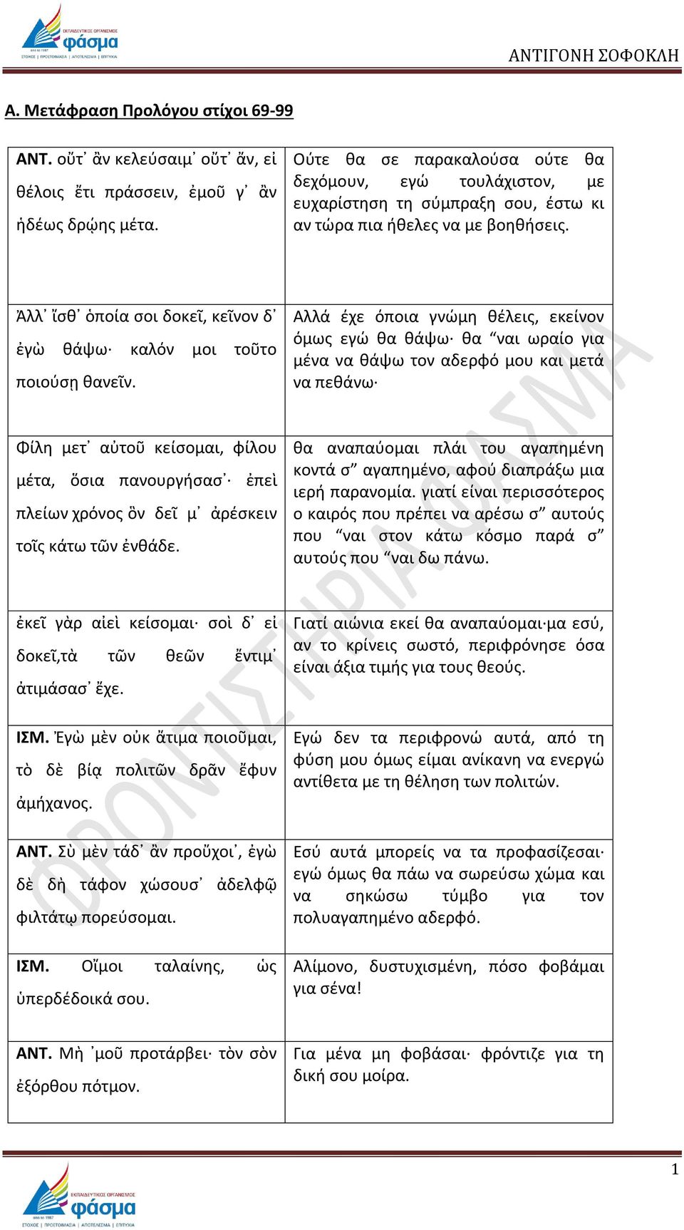 Ἀλλ ἴςκ ὁποία ςοι δοκεῖ, κεῖνον δ ἐγὼ κάψω καλόν μοι τοῦτο ποιοφςῃ κανεῖν.