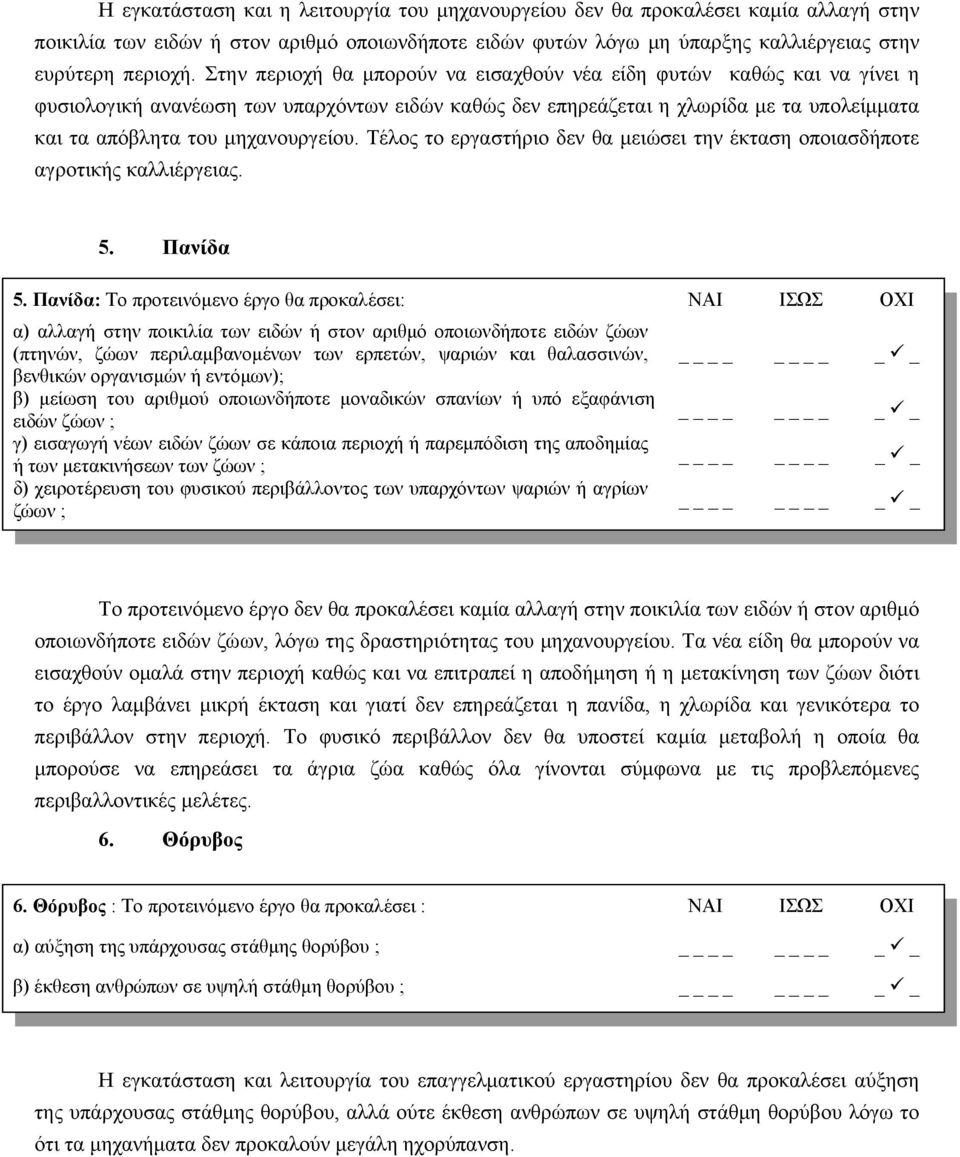 Τέλος το εργαστήριο δεν θα μειώσει την έκταση οποιασδήποτε αγροτικής καλλιέργειας. 5. Πανίδα 5.