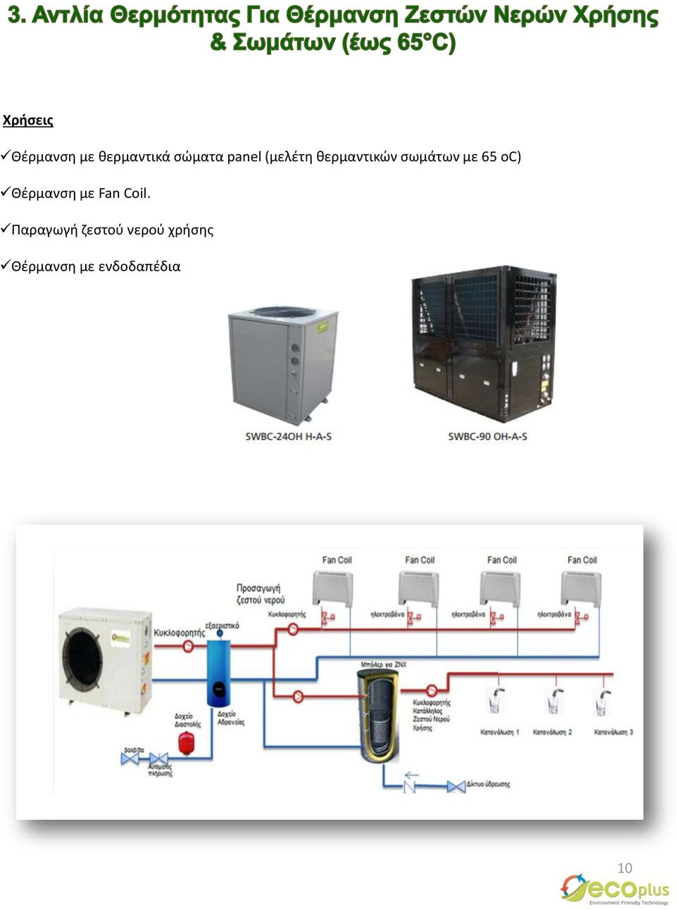 οc) Θέρμανση με Fan Coil.