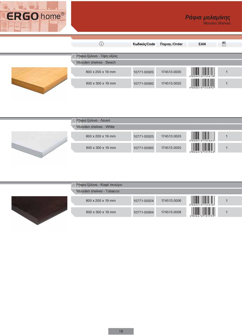 0002 Ράφια ξύλινα Λευκό Wooden shelves Whte 800 x 200 x 9 mm 07700025 7453.