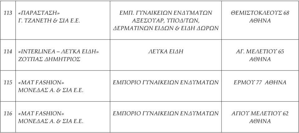 «INTERLINEA ΛΕΥΚΑ ΕΙΔΗ» ΖΟΥΠΑΣ ΔΗΜΗΤΡΙΟΣ ΛΕΥΚΑ ΕΙΔΗ ΑΓ.