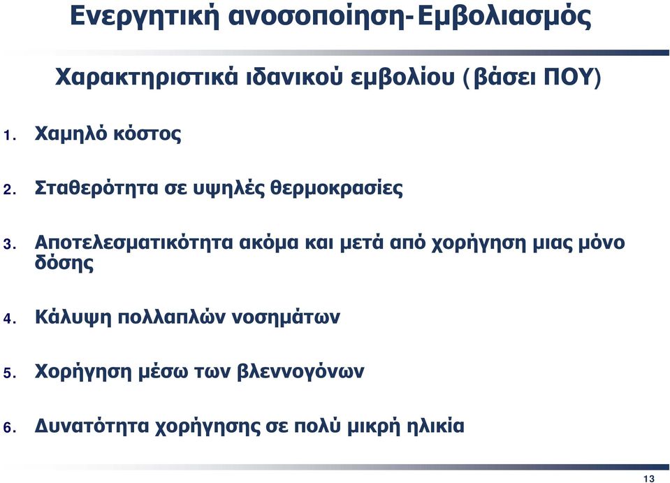 Αποτελεσματικότητα ακόμα και μετά από χορήγηση μιας μόνο δόσης 4.