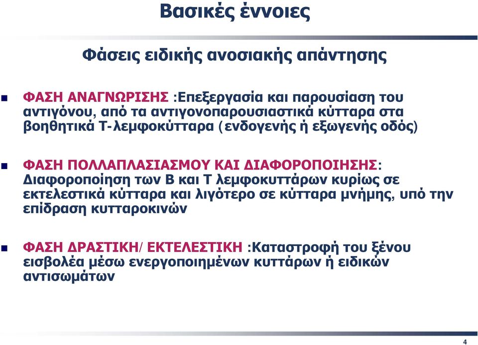 ΔΙΑΦΟΡΟΠΟΙΗΣΗΣ: Διαφοροποίηση των Β και Τ λεμφοκυττάρων κυρίως σε εκτελεστικά κύτταρα και λιγότερο σε κύτταρα μνήμης, υπό