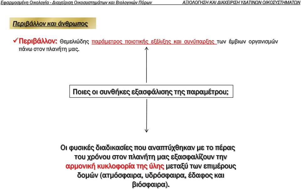 Ποιες οι συνθήκες εξασφάλισης της παραμέτρου; Οι φυσικές διαδικασίες που αναπτύχθηκαν με το