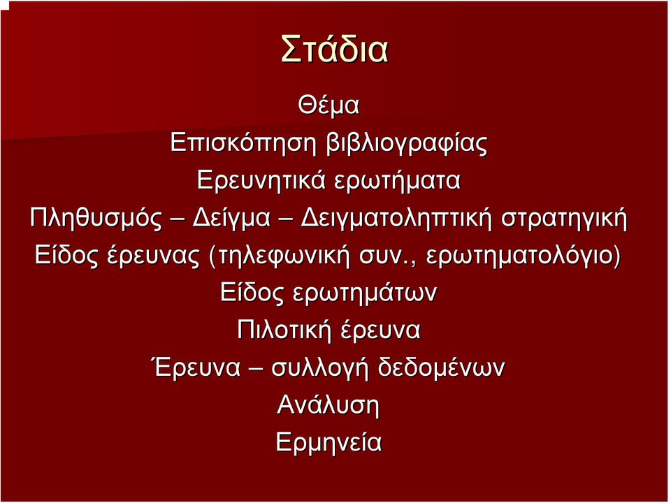 Είδος έρευνας (τηλεφωνική συν.