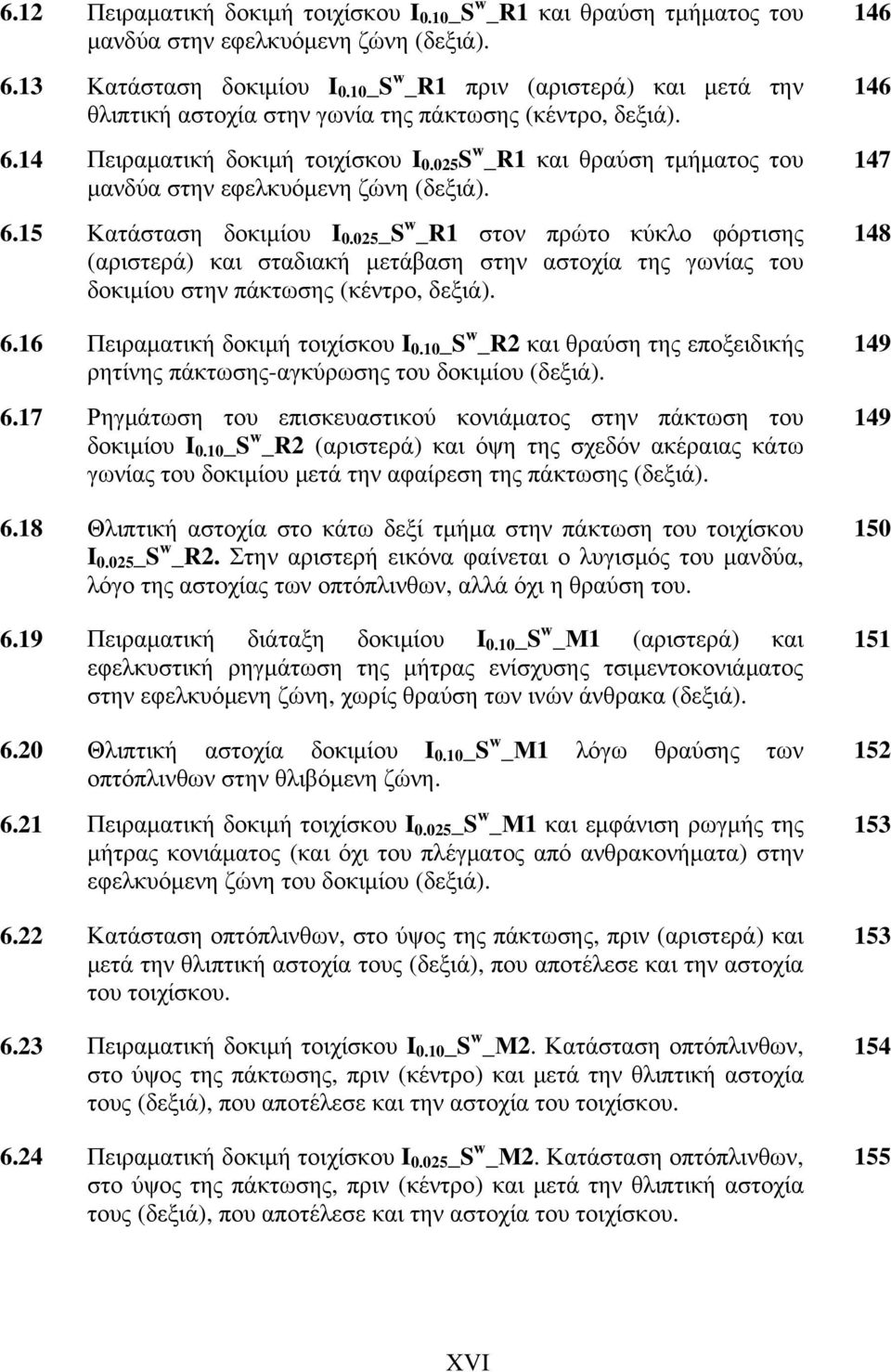 025 S w _R1 και θραύση τμήματος του μανδύα στην εφελκυόμενη ζώνη (δεξιά). 6.15 Κατάσταση δοκιμίου I 0.