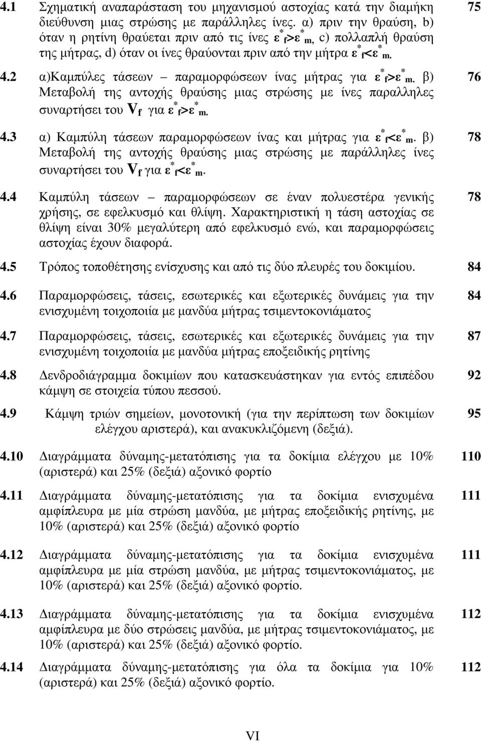 2 α)καμπύλες τάσεων παραμορφώσεων ίνας μήτρας για ε * f>ε * m. β) Μεταβολή της αντοχής θραύσης μιας στρώσης με ίνες παραλληλες συναρτήσει του V f για ε * f>ε * m. 4.