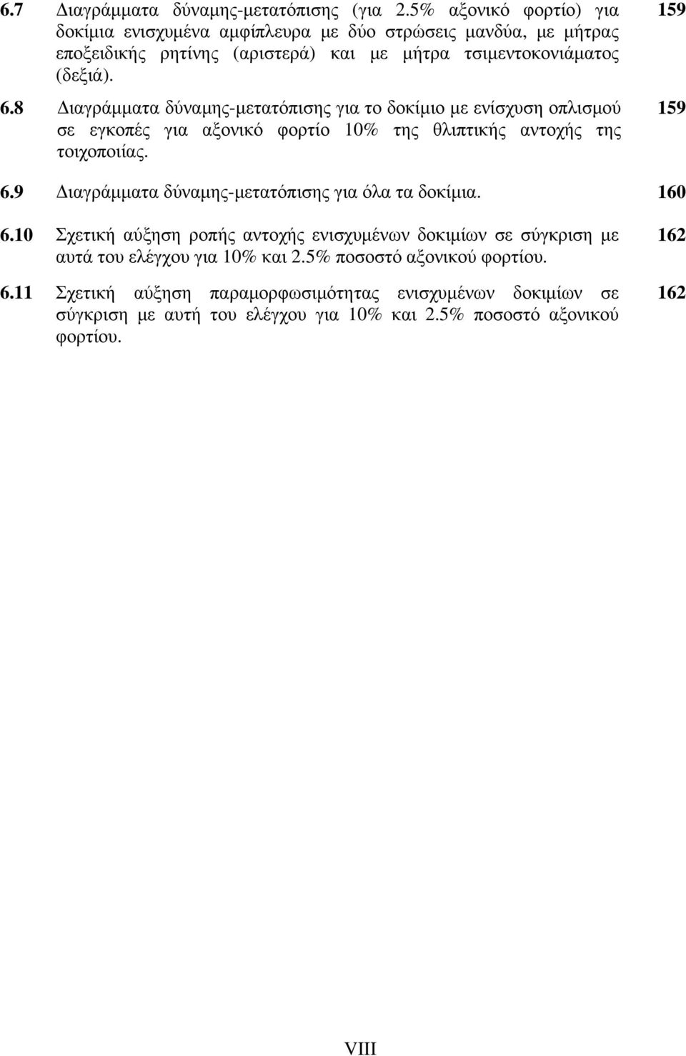 8 Διαγράμματα δύναμης-μετατόπισης για το δοκίμιο με ενίσχυση οπλισμού σε εγκοπές για αξονικό φορτίο 10% της θλιπτικής αντοχής της τοιχοποιίας. 159 159 6.