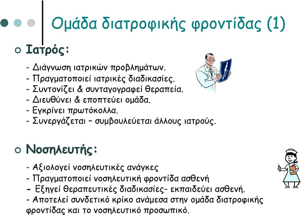 - Συνεργάζεται συμβουλεύεται άλλους ιατρούς.