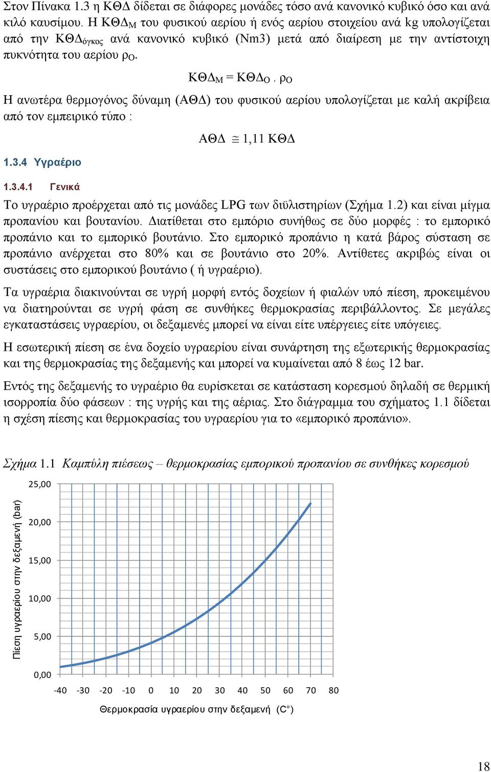 ρ Ο Η ανωτέρα θερμογόνος δύναμη (ΑΘΔ) του φυσικού αερίου υπολογίζεται με καλή ακρίβεια από τον εμπειρικό τύπο : 1.3.4 