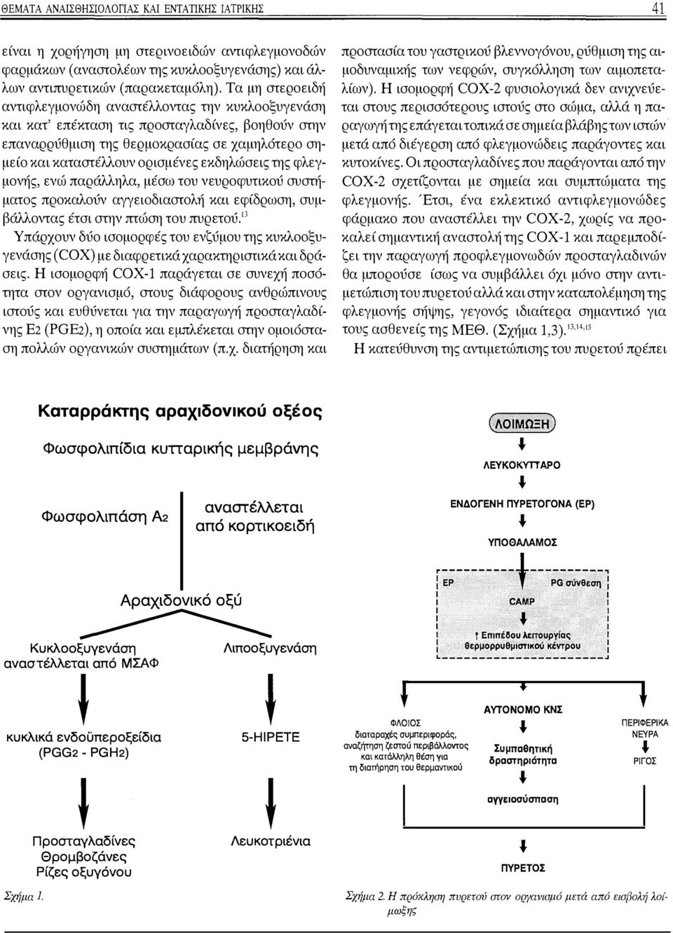 εκδηλώσεις της φλεγμονής, ενώ παράλληλα, μέσω του νευροφυτικού συστήματος προκαλούν αγγειοδιαστολή και εφίδρωση, συμβάλλοντας έτσι στην πτώση του πυρετού.