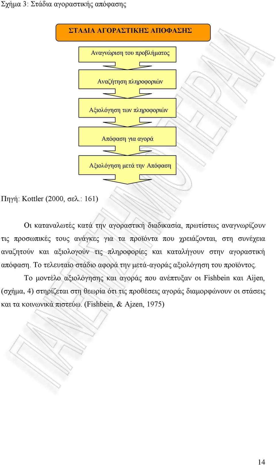 : 161) Οι καταναλωτές κατά την αγοραστική διαδικασία, πρωτίστως αναγνωρίζουν τις προσωπικές τους ανάγκες για τα προϊόντα που χρειάζονται, στη συνέχεια αναζητούν και αξιολογούν τις