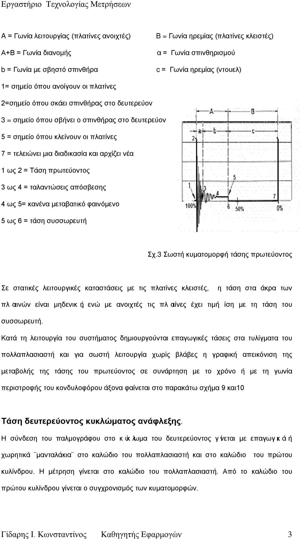 ως 2 = Τάση πρωτεύοντος 3 ως 4 = ταλαντώσεις απόσβεσης 4 ως 5= κανένα μεταβατικό φαινόμενο 5 ως 6 = τάση συσσωρευτή Σχ.