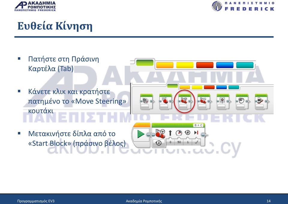 Steering» κουτάκι Μετακινήστε δίπλα από το «Start