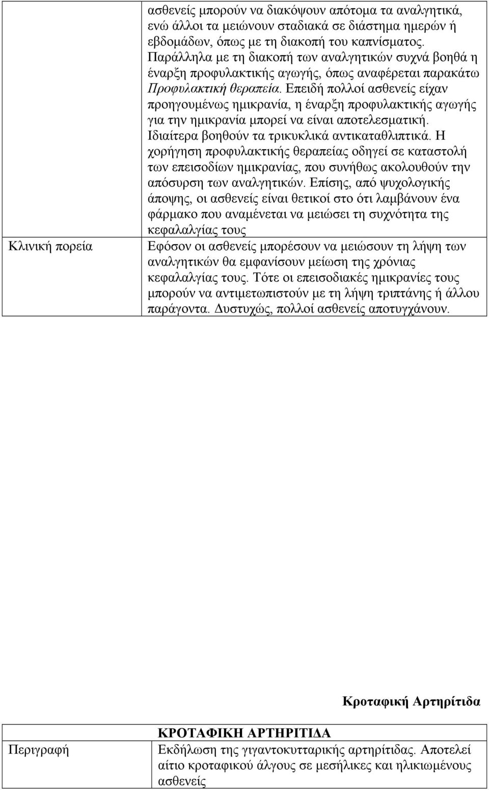 Επειδή πολλοί ασθενείς είχαν προηγουµένως ηµικρανία, η έναρξη προφυλακτικής αγωγής για την ηµικρανία µπορεί να είναι αποτελεσµατική. Ιδιαίτερα βοηθούν τα τρικυκλικά αντικαταθλιπτικά.