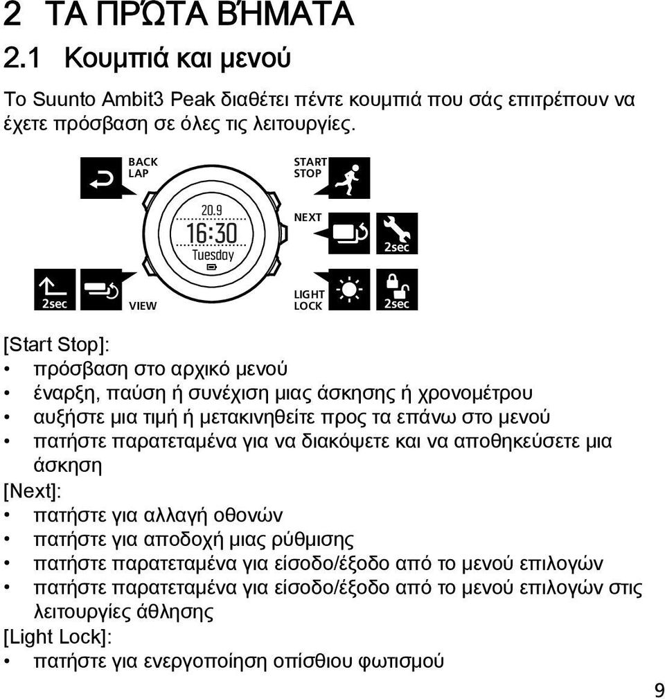 προς τα επάνω στο μενού πατήστε παρατεταμένα για να διακόψετε και να αποθηκεύσετε μια άσκηση [Next]: πατήστε για αλλαγή οθονών πατήστε για αποδοχή μιας ρύθμισης πατήστε