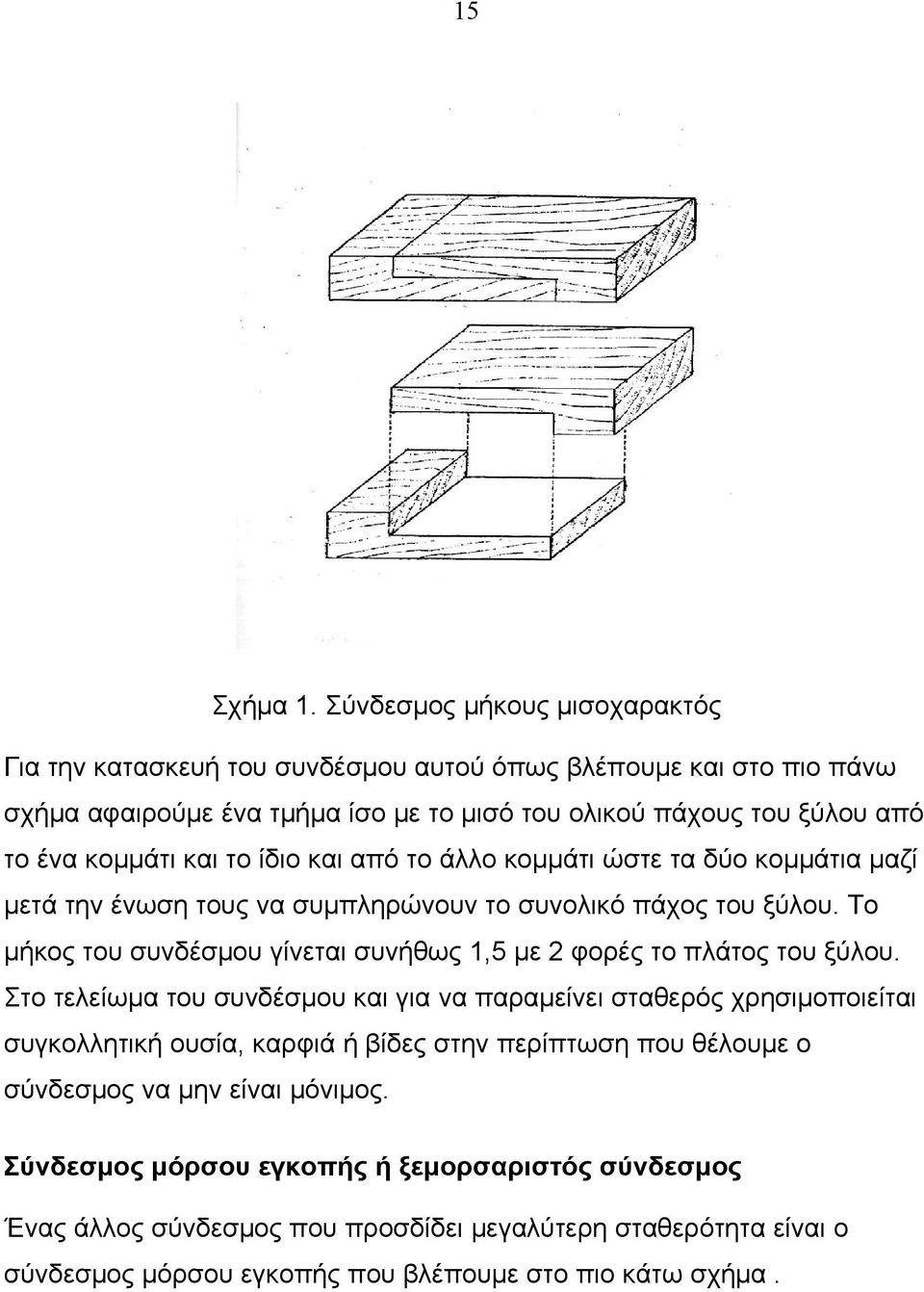 και το ίδιο και από το άλλο κομμάτι ώστε τα δύο κομμάτια μαζί μετά την ένωση τους να συμπληρώνουν το συνολικό πάχος του ξύλου.