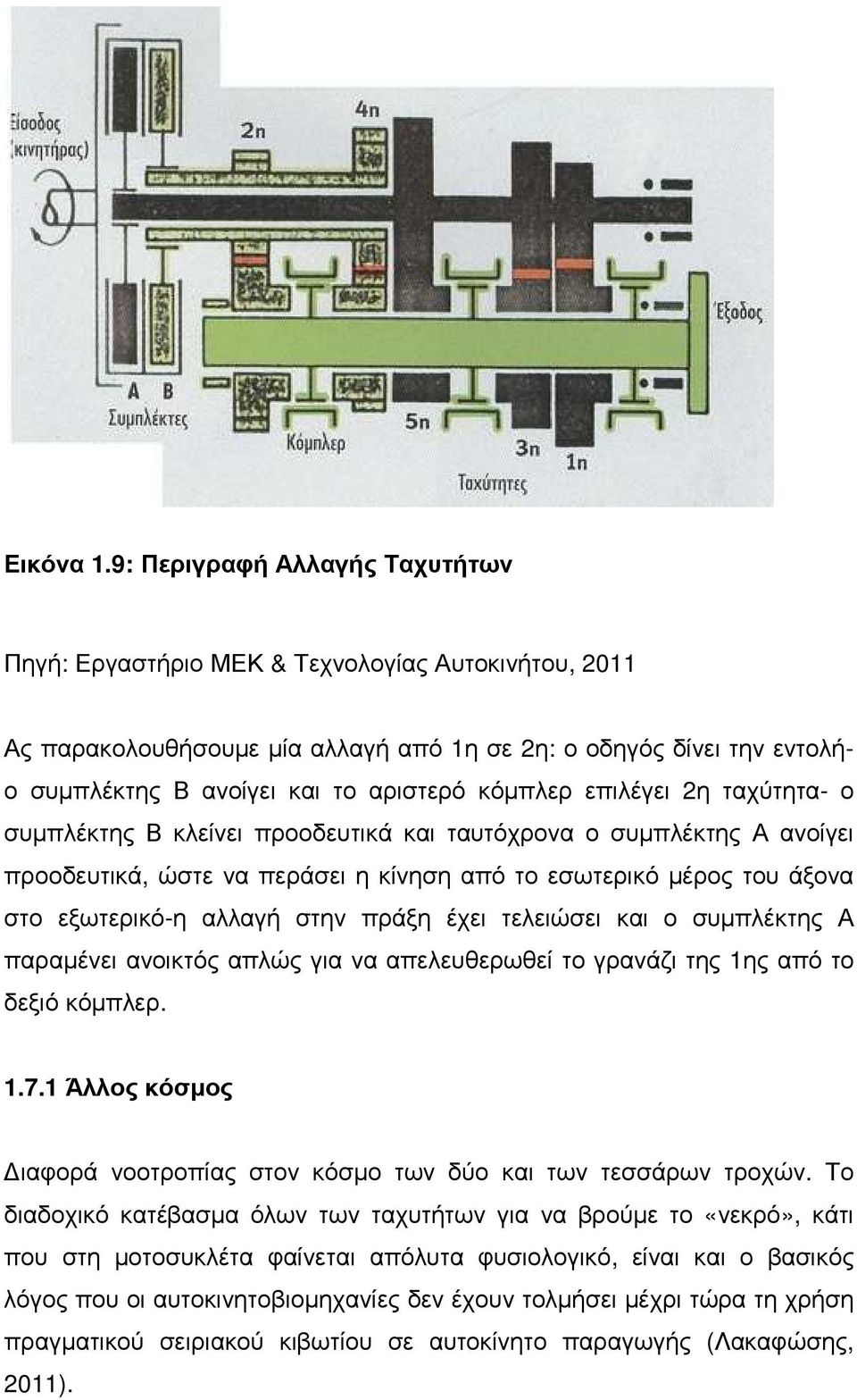 κόµπλερ επιλέγει 2η ταχύτητα- ο συµπλέκτης Β κλείνει προοδευτικά και ταυτόχρονα ο συµπλέκτης Α ανοίγει προοδευτικά, ώστε να περάσει η κίνηση από το εσωτερικό µέρος του άξονα στο εξωτερικό-η αλλαγή