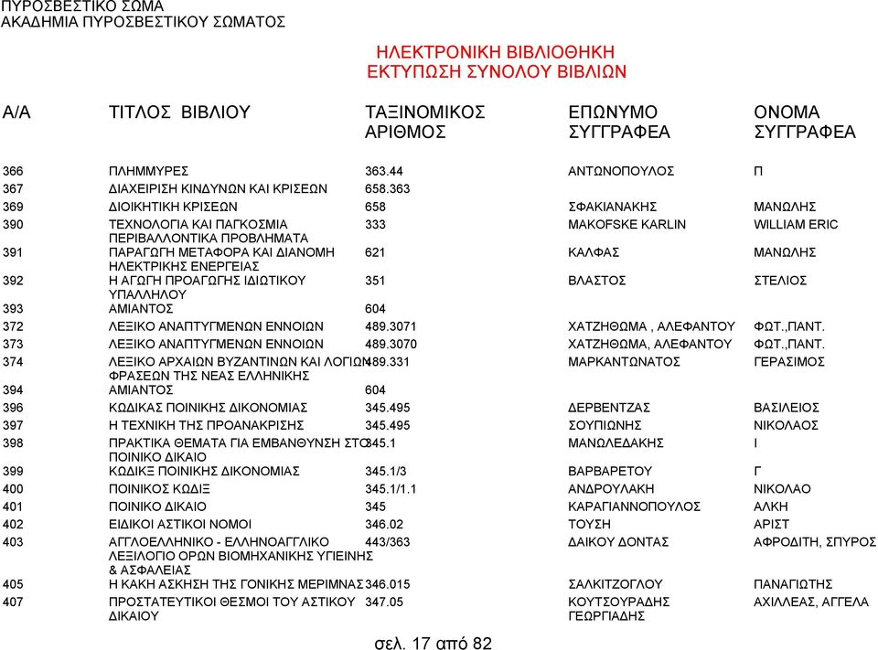 331 ΦΡΑΣΕΩΝ ΤΗΣ ΝΕΑΣ ΕΛΛΗΝΙΚΗΣ ΑΜΙΑΝΤΟΣ 604 ΚΩΔΙΚΑΣ ΠΟΙΝΙΚΗΣ ΔΙΚΟΝΟΜΙΑΣ 345.495 Η ΤΕΧΝΙΚΗ ΤΗΣ ΠΡΟΑΝΑΚΡΙΣΗΣ 345.495 ΠΡΑΚΤΙΚΑ ΘΕΜΑΤΑ ΓΙΑ ΕΜΒΑΝΘΥΝΣΗ ΣΤΟ345.