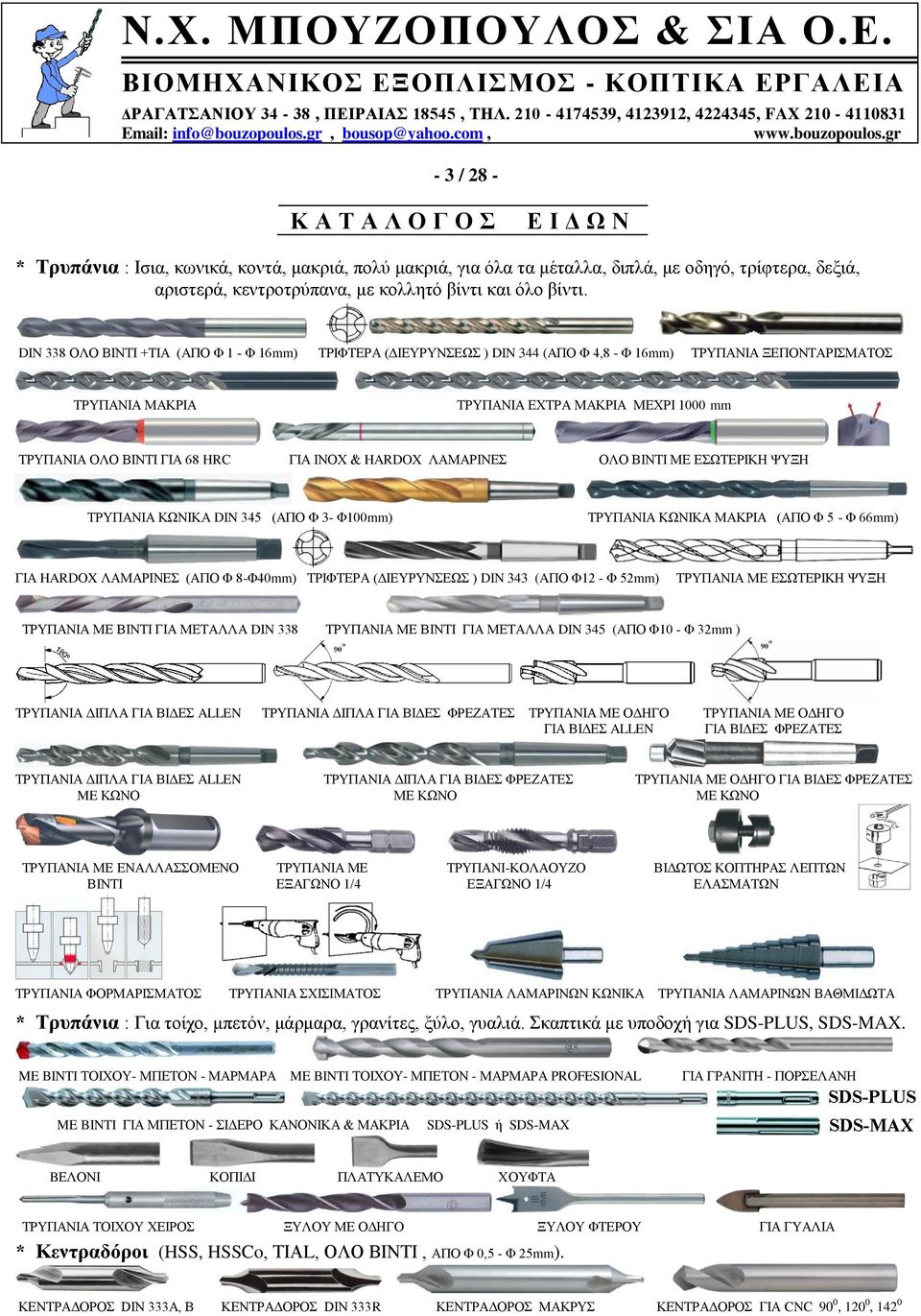 HRC ΓΙΑ ΙΝΟΧ & HARDOX ΛΑΜΑΡΙΝΕΣ ΟΛΟ ΒΙΝΤΙ ΜΕ ΕΣΩΤΕΡΙΚΗ ΨΥΞΗ ΤΡΥΠΑΝΙΑ ΚΩΝΙΚΑ DIN 345 (ΑΠΟ Φ 3- Φ100mm) ΤΡΥΠΑΝΙΑ ΚΩΝΙΚΑ ΜΑΚΡΙΑ (ΑΠΟ Φ 5 - Φ 66mm) ΓΙΑ HARDOX ΛΑΜΑΡΙΝΕΣ (ΑΠΟ Φ 8-Φ40mm) ΤΡΙΦΤΕΡΑ