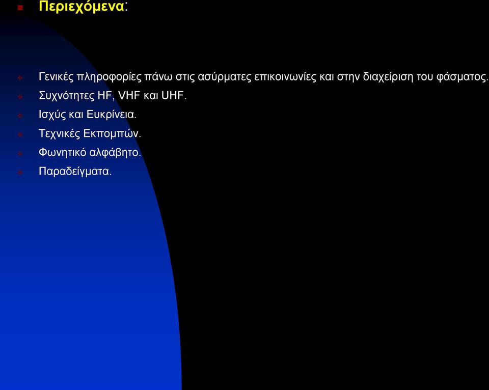 φάσματος. Συχνότητες HF, VHF και UHF.