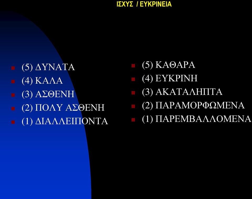 ΔΙΑΛΛΕΙΠΟΝΤΑ (5) ΚΑΘΑΡΑ (4) ΕΥΚΡΙΝΗ (3)